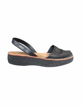 Pons Avarcas Classic Black Platform Slingback Sandals Size 7